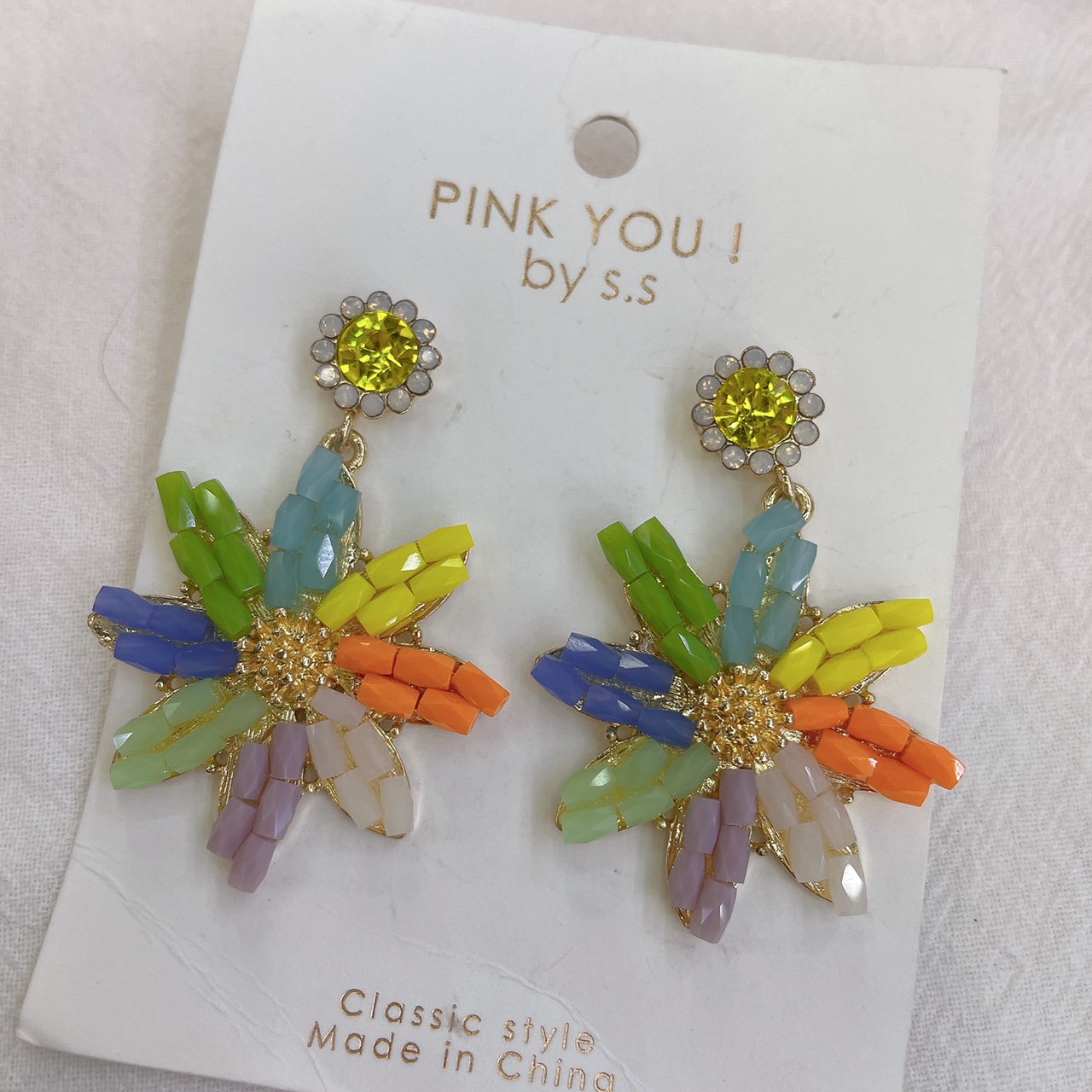 South Korea Dongdaemun handmade luxury diamond set with crystal colored purple flowers Flow fairy earrings