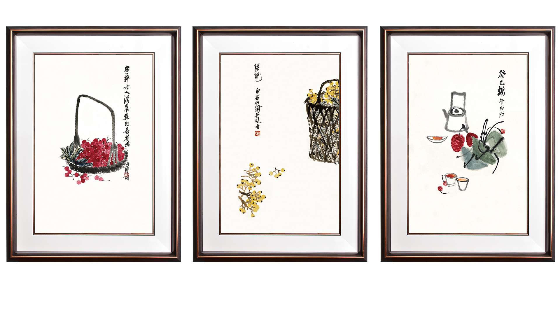 瓷意 丰收白底实物图