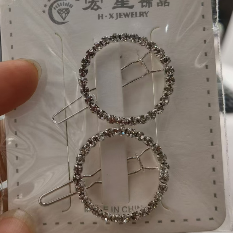 闪钻一字夹发夹欧美走秀时尚百搭满钻刘海夹网红头饰边夹发饰女抓夹爪子青蛙扣317