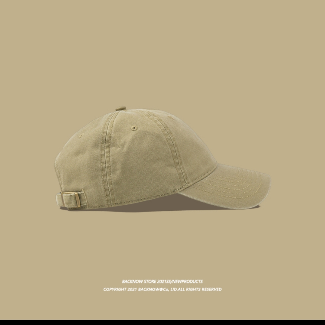 BACKNOW水洗棉纯色日系棒球帽ins男女夏天韩版软黑色鸭舌遮阳帽子07