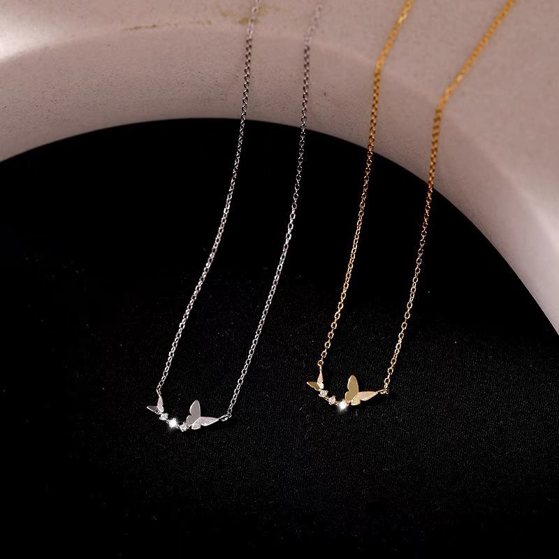 60 "Super Fairy Sparkling diamond butterfly necklace, new Korean style, ins style, cold and minimalist collarbone chain, student gift details Picture