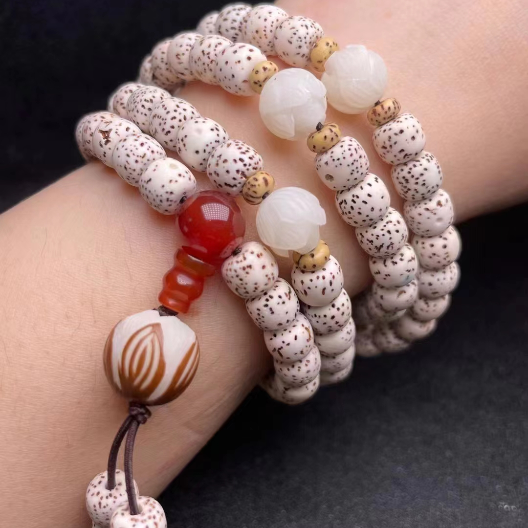 星月菩提108佛珠7x9搭配菩提根莲花