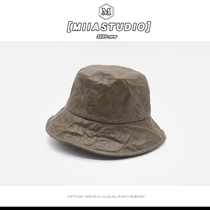 Japanese Yamamoto Yohji dark wind fold leather texture Fisherman hat men's and women's fashion flat basin hat visor 05