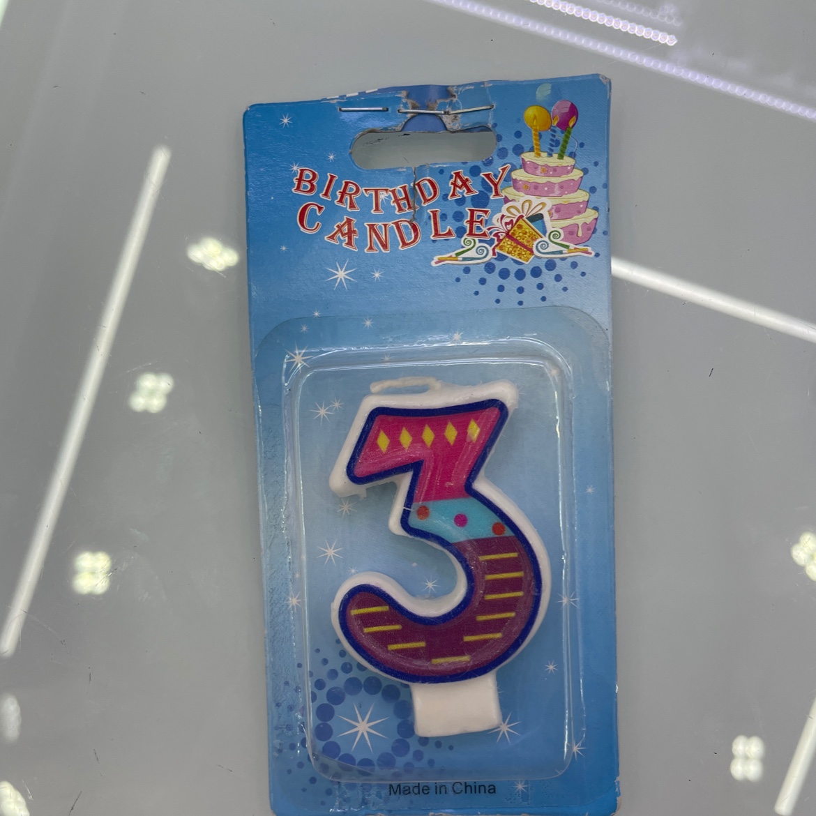 生日蜡烛 happy birthday candle 可爱卡通简约时尚大方圆点形状数字3周岁