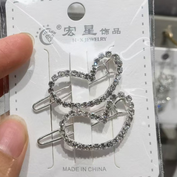 闪钻一字夹发夹欧美走秀时尚百搭满钻刘海夹网红头饰边夹发饰女抓夹爪子青蛙扣316