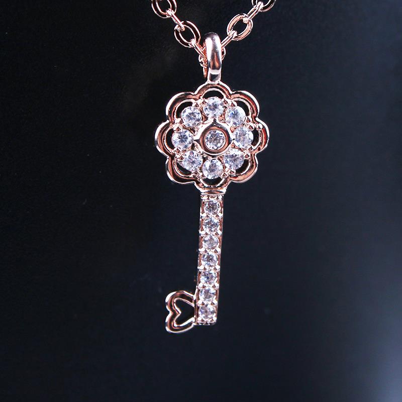 Vintage classic environmental protection color collarbone chain necklace copper micro-inlaid rose gold platinum 201 thumbnail