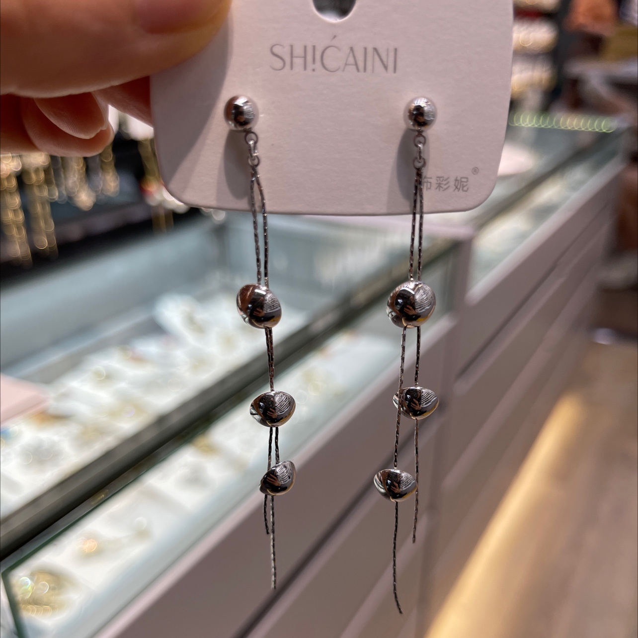 Silver needle earrings