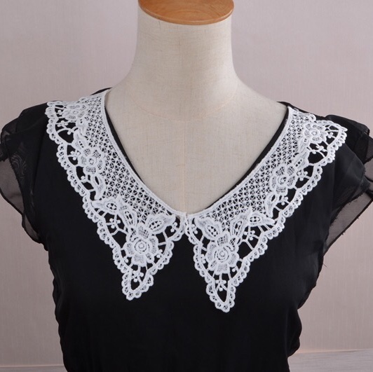 Embroidered collar everything decorative false collar pure cotton water soluble two pair collar DIY accessories flower border strip collar 7 thumbnail