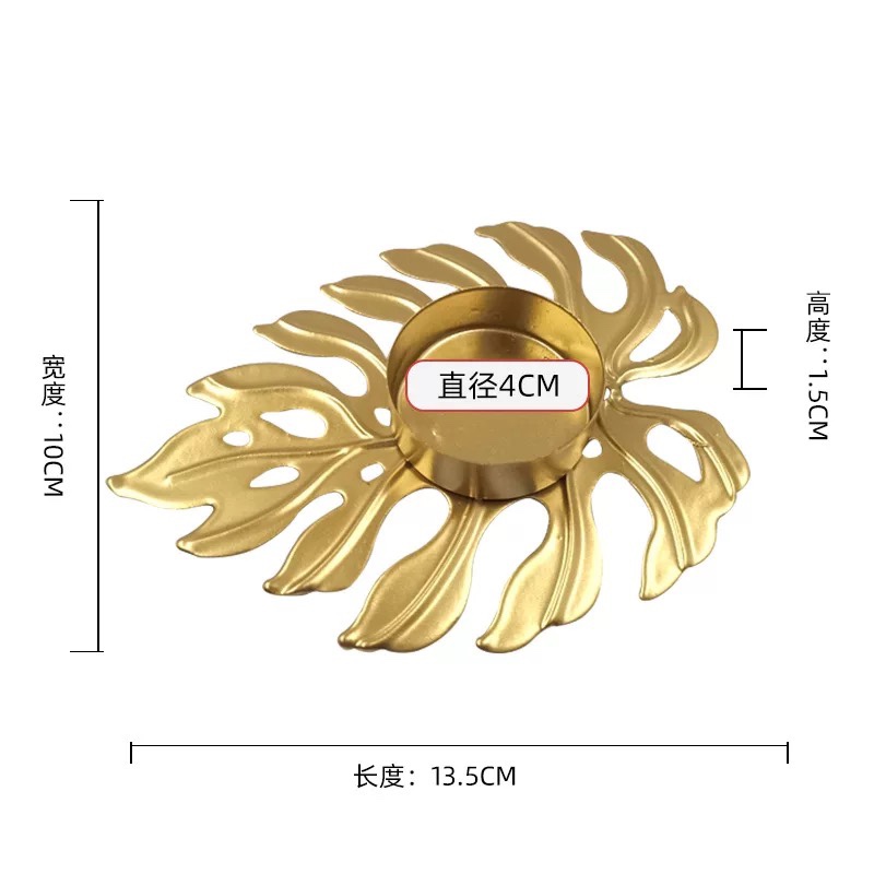 Metal crafts candlestick Xinxing craft ins wind leaf unique design home aromatherapy decoration crafts