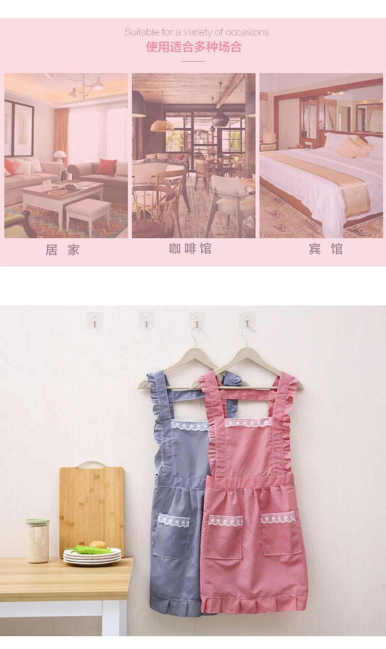 韩版时尚双层防污防油双肩围裙厨房做饭围腰公主罩衣家用女工作服详情图11