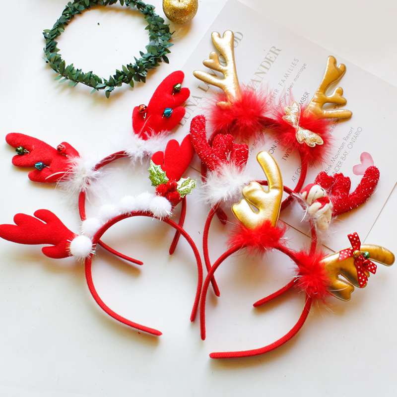 圣诞节发箍发卡成人儿童可爱头箍装饰品发光带灯大鹿角头饰森女系9详情图2