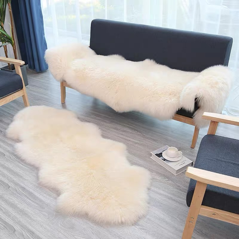 跨境长毛绒地毯白色防羊毛加厚客厅地毯卧室地毯飘窗垫床边毯定制