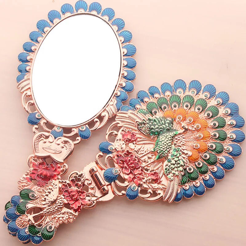 孔雀金色化妆镜