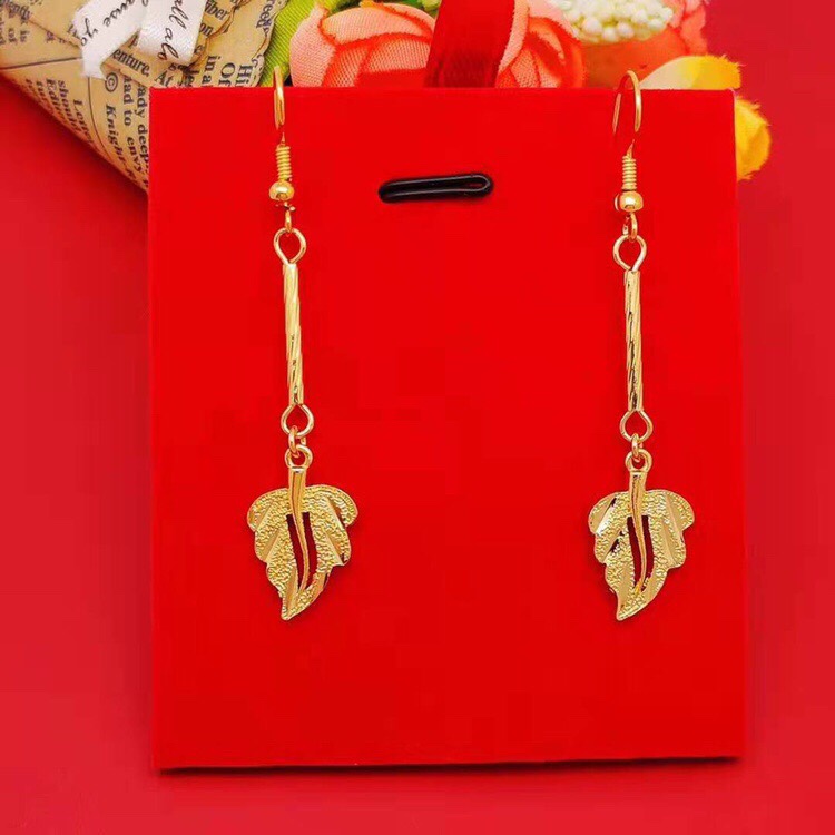 Solid leaf earrings, vacuum plating, live streaming