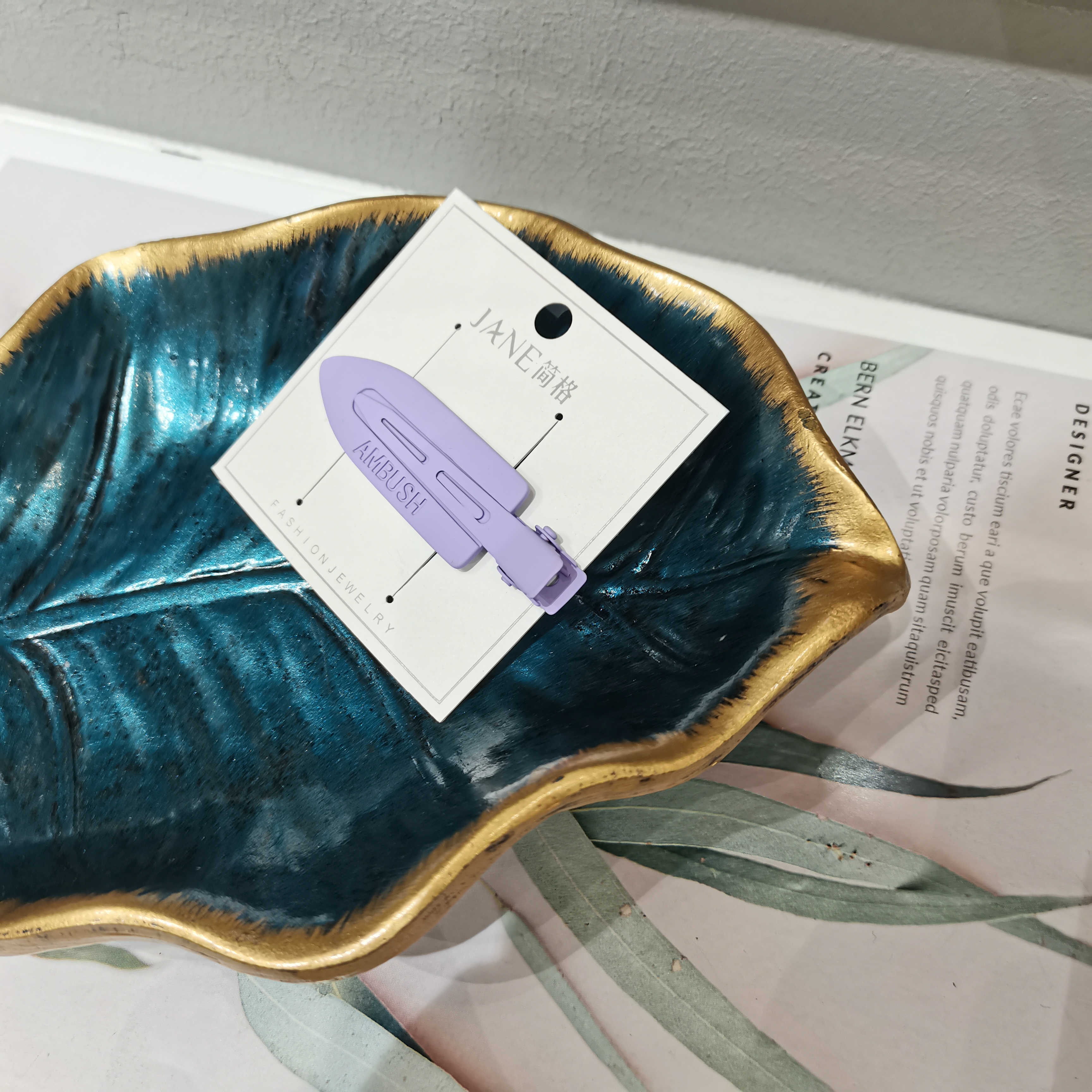 小清新发饰时尚百搭明星同款环保漆紫色无痕鸭夹