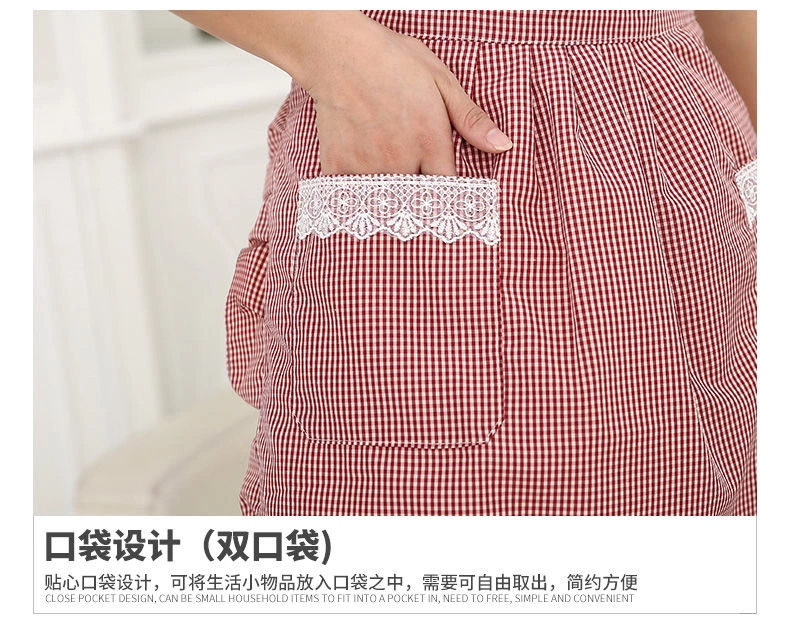 韩版时尚双层防污防油双肩围裙厨房做饭围腰公主罩衣家用女工作服详情图13