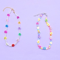ins Wind Smiley Fruit necklace Custom clavicle choker Polymer clay beaded flower