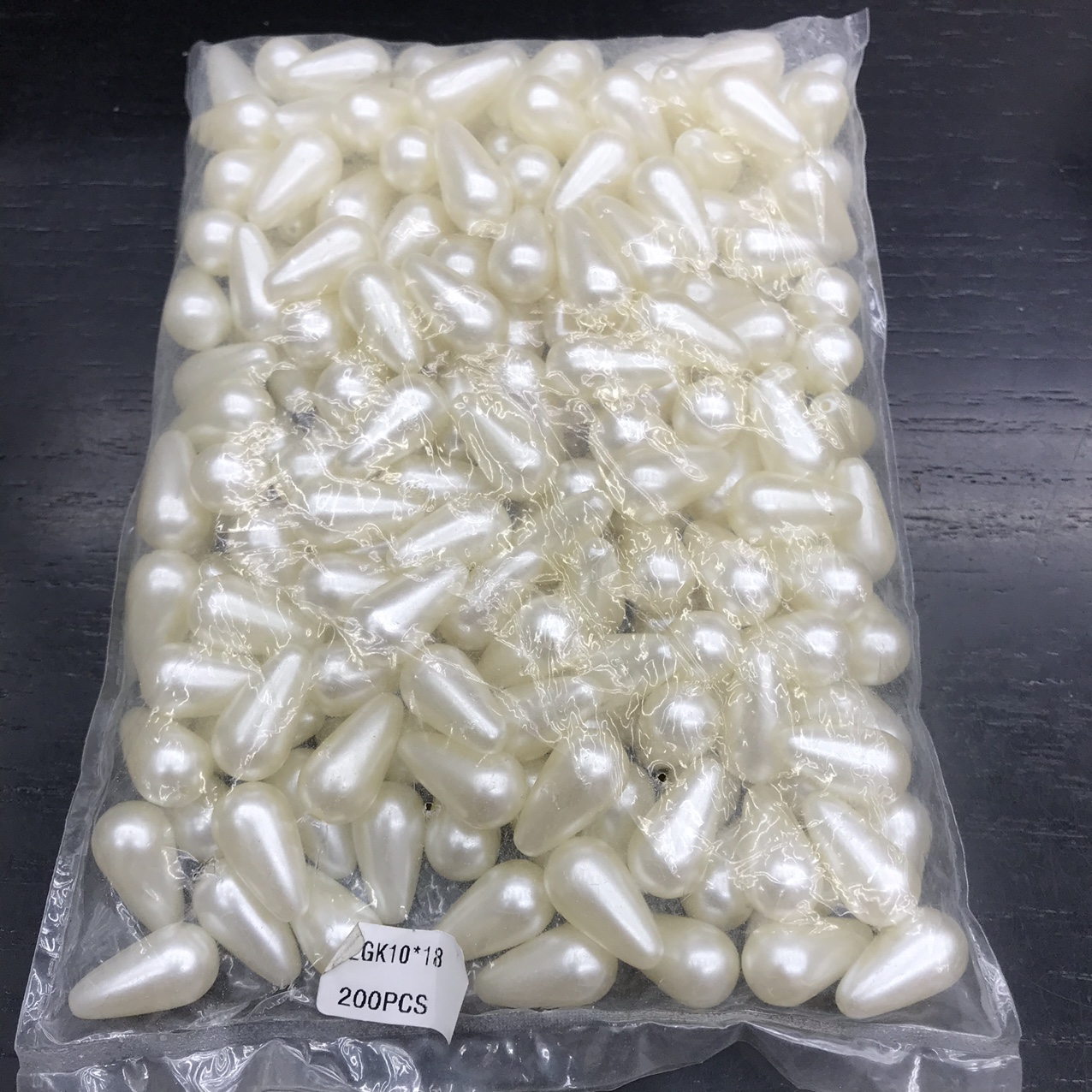 ABS imitation pearl water droplet single-hole VEAD10×18, 200 pieces per package