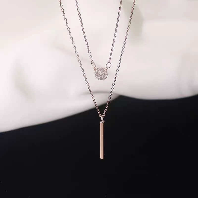 A new summer women's double-layered collarbone chain with a light luxury and niche design from Japan and South Korea Specification image