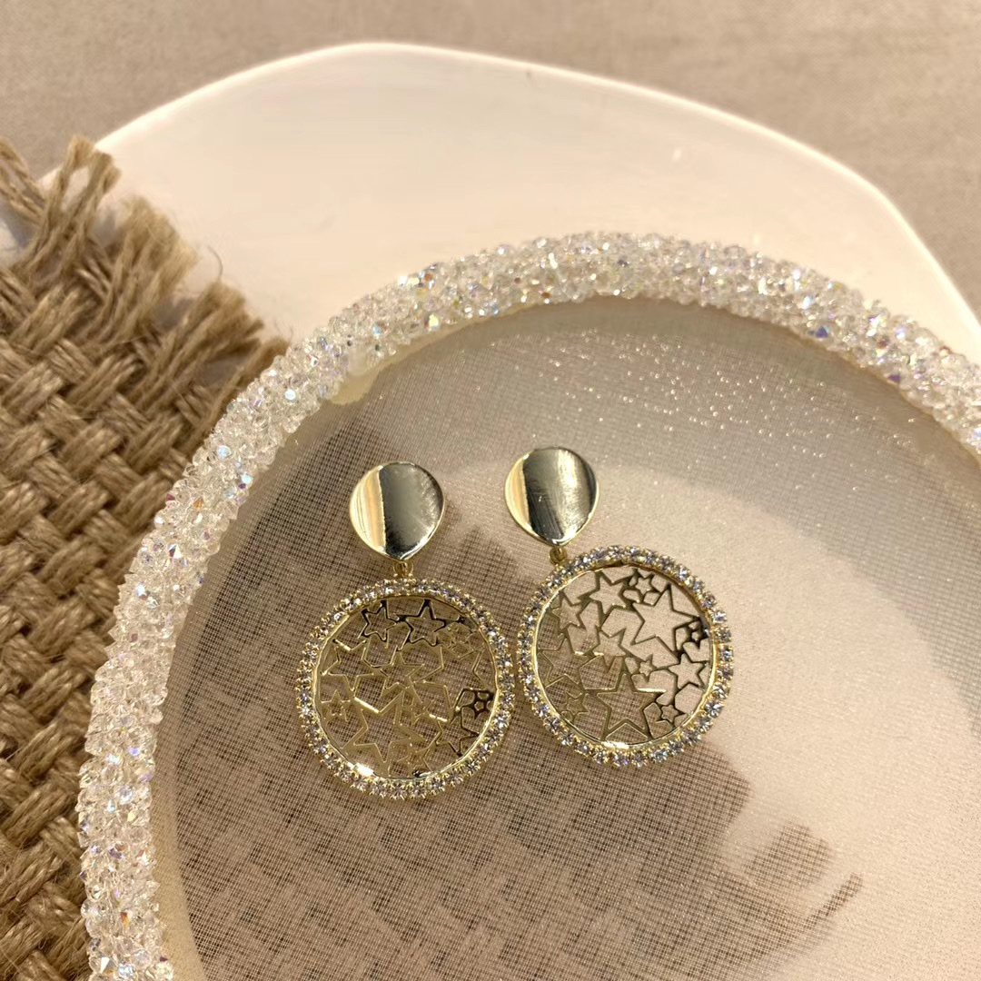Korean style 925 sterling silver earrings, women's trend 2021 New cat's eye stone stud earrings, women's summer style retro earrings g Item Picture
