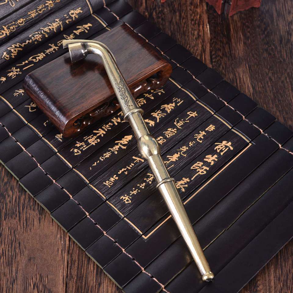 The manufacturer supplies copper-like three-joint copper cigarette butts, filters, long cigarette kettles, grand smoking utensils, business gifts and wholesale gifts detail image 1