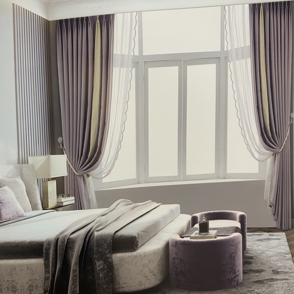 B26-10    2021年新款时尚雪尼尔麻全遮光布现代简约轻奢高端客厅窗帘卧室定制