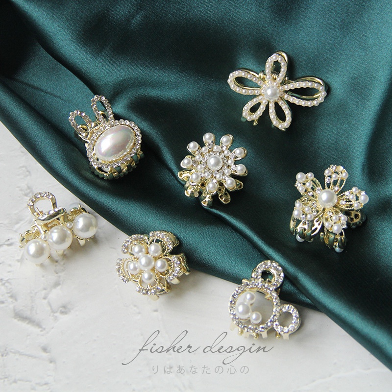 Pearl hair clips, bangs, broken hair clips, small updo clips, women's headwear, small hair clips on top, rhinestone clips