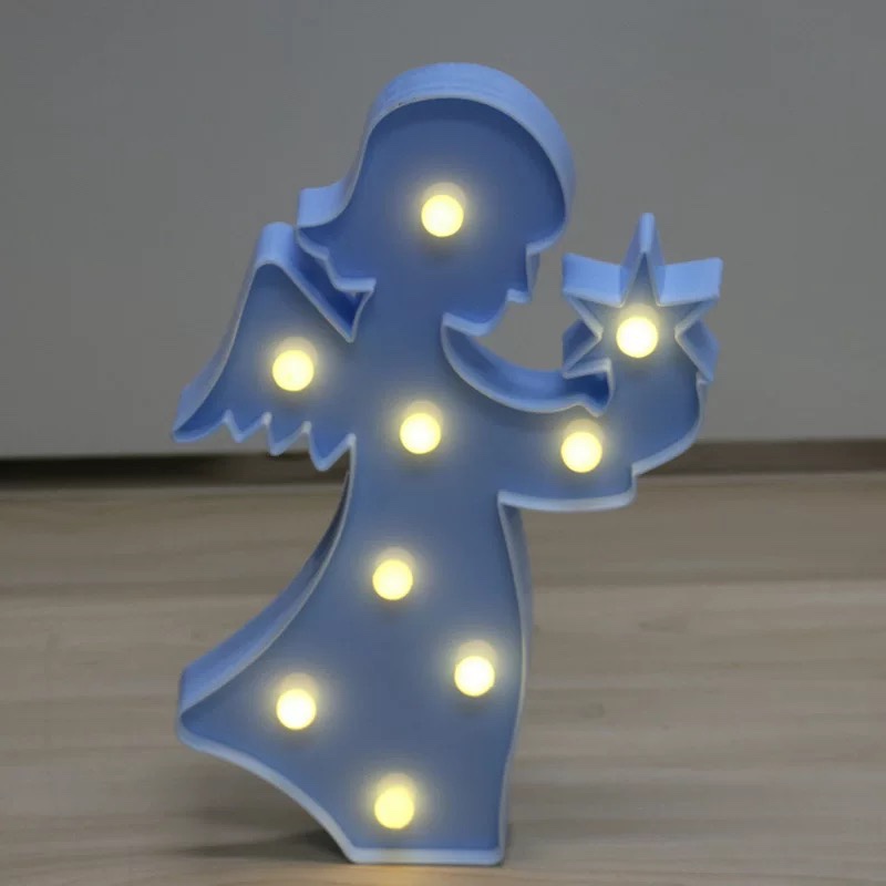 Stall source New flamingos unicorn night light pentagram model light love decorative light blue angel