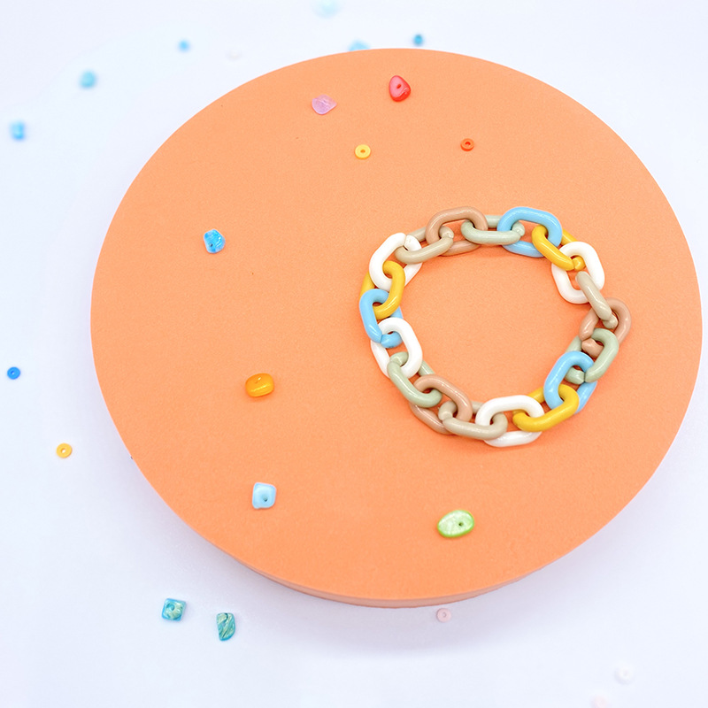 欧美新款亚克力板材开口手镯彩色实色土酷ins跨境蹦迪夸张