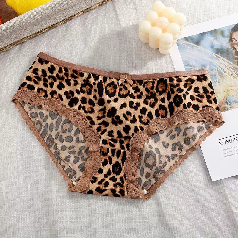 Night Wonderful Ladies Sexy Mesh Lace Leopard Panties Ultra Thin Soft Skin Pure Cotton Crotch Shorts Summer 49