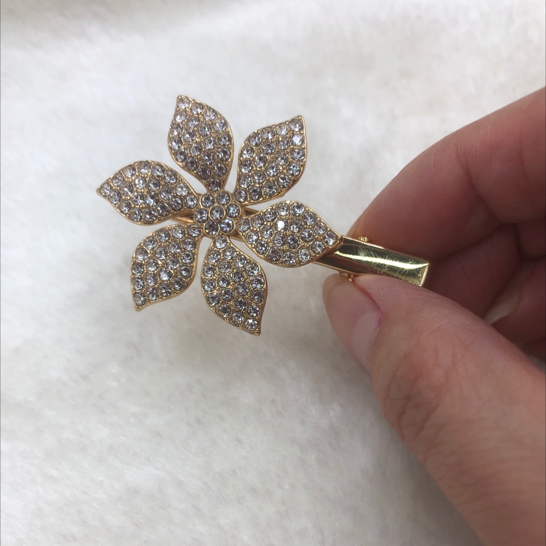 Petal rhinestones with bangs and duck clips