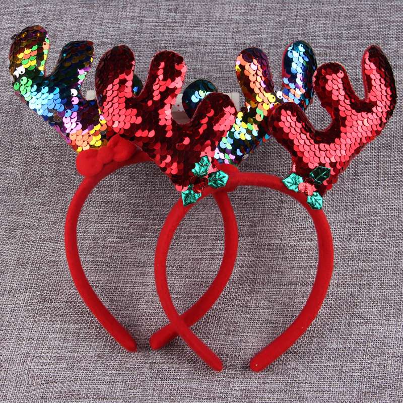 圣诞节发箍发卡成人儿童可爱头箍装饰品发光带灯大鹿角头饰森女系9详情图4
