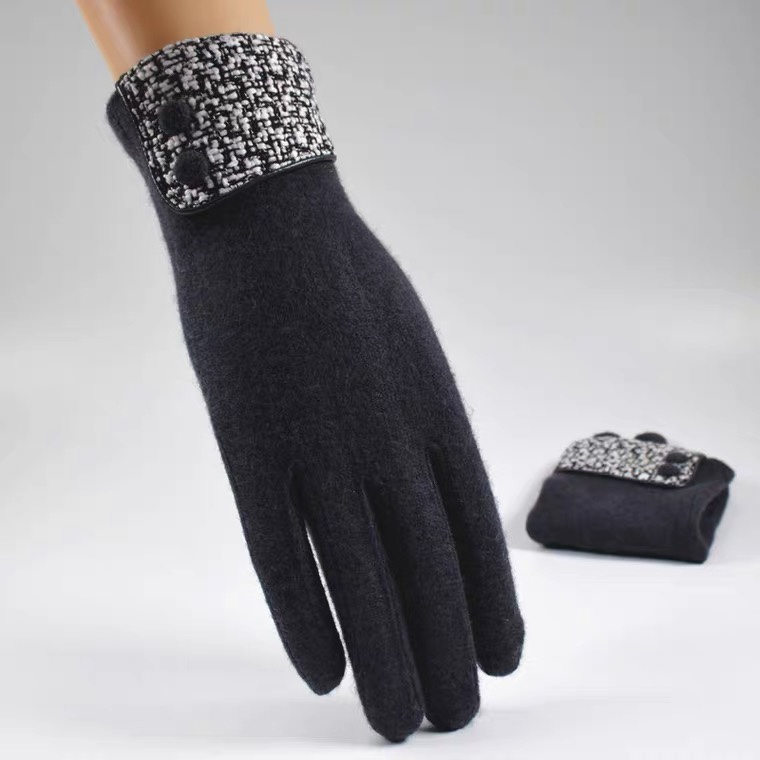 Winter gloves Women's gloves Wool gloves Women's Autumn and Winter warm touch screen Winter fashion five fingers Manicure hands