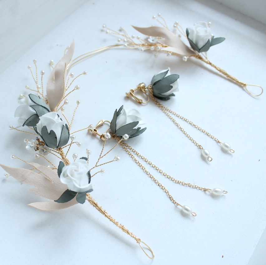 Jia LAN Hua Ring Factory offers wholesale bridal garlands, artificial rose flower headwear, hair accessories, and wedding dress accessories in stock