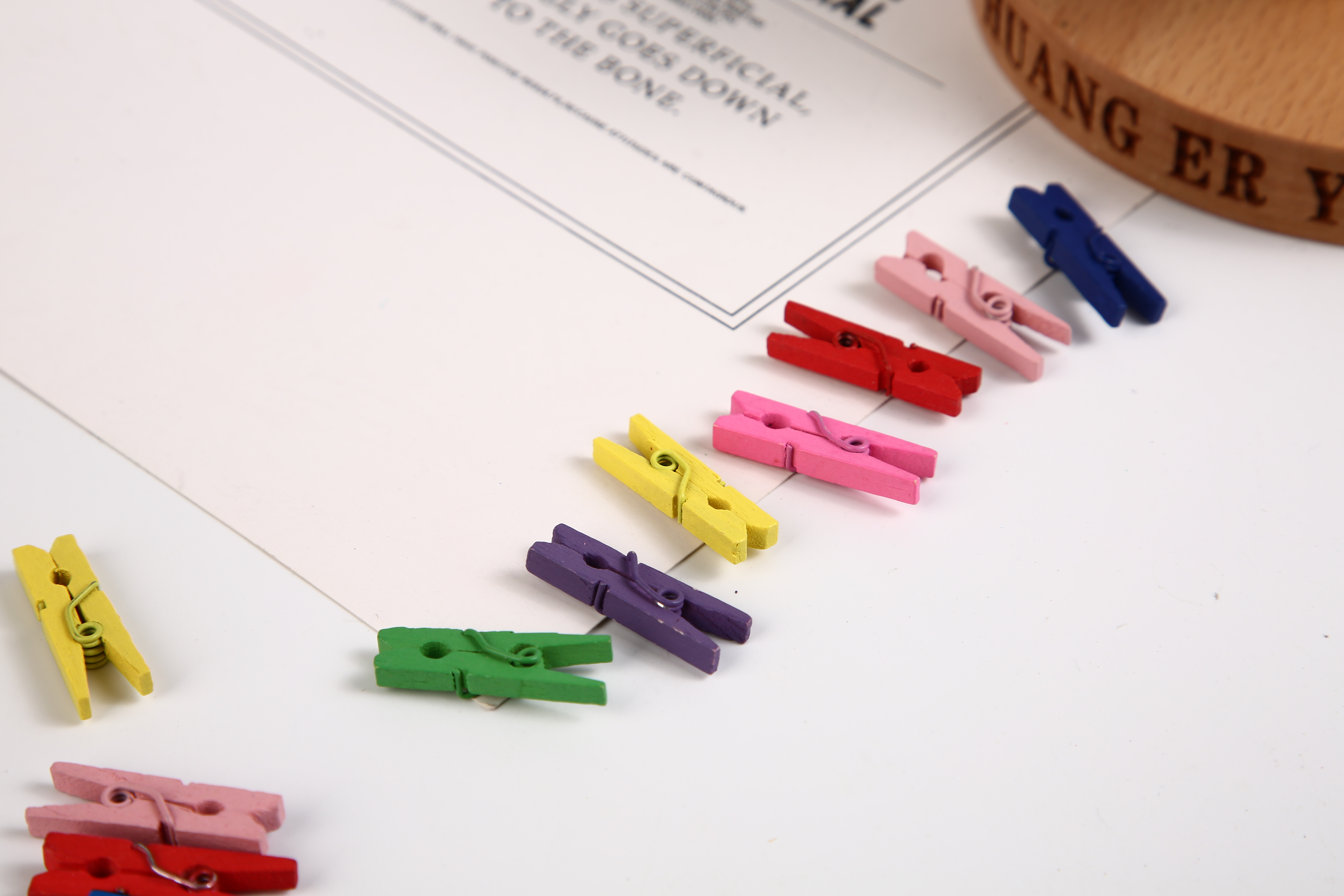 2.5木质小夹子小木夹家居日用照片夹卡通相片夹麻绳套装详情图4