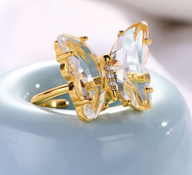 少女梦幻水晶蝴蝶戒指ins网红爆款气质百搭潮流配饰女详情图3