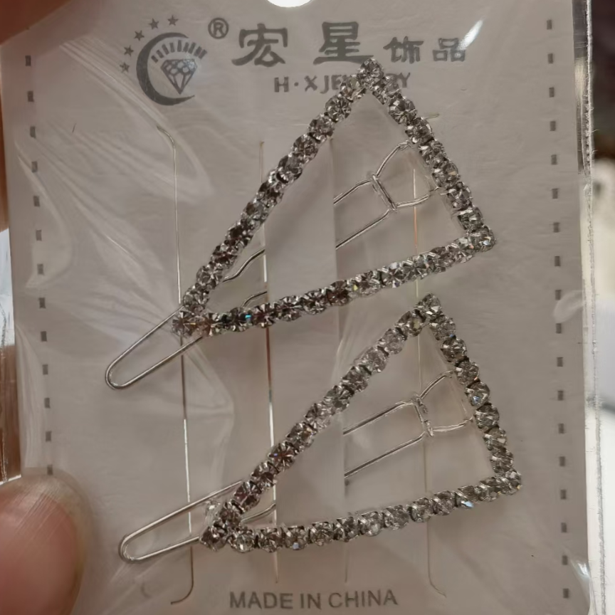 闪钻一字夹发夹欧美走秀时尚百搭满钻刘海夹网红头饰边夹发饰女抓夹爪子青蛙扣318