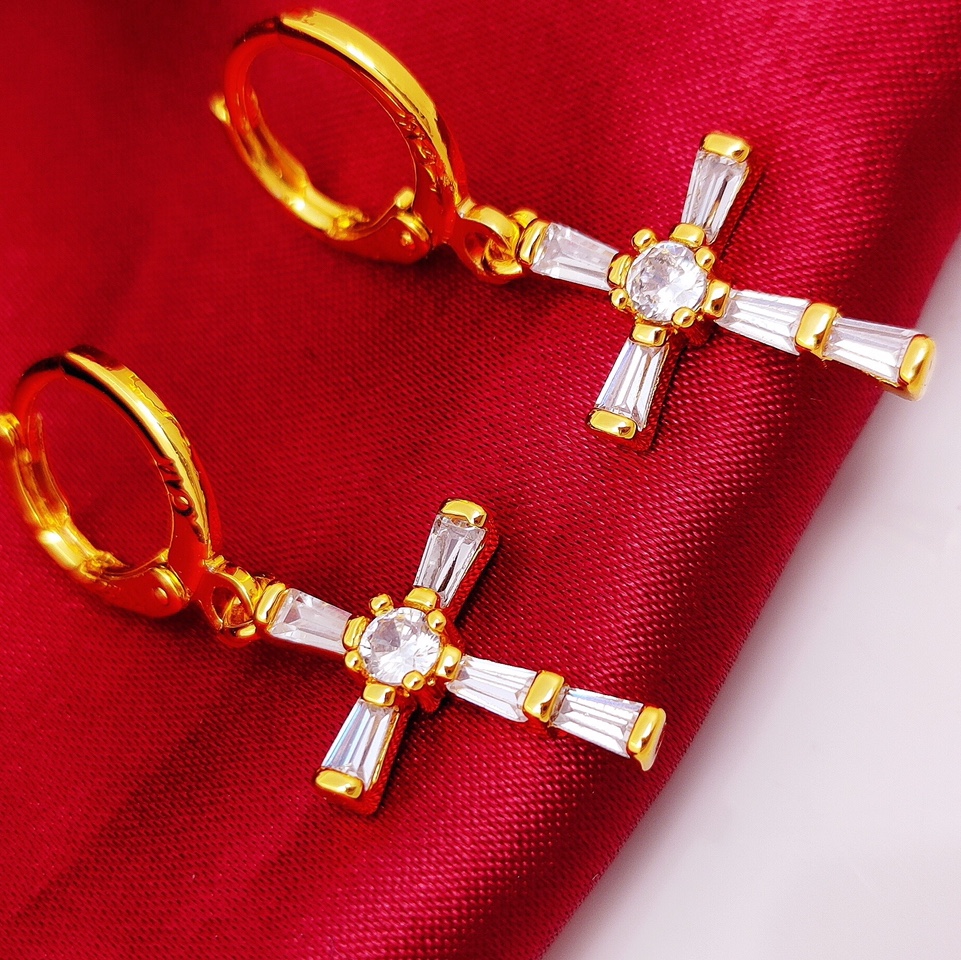 Zircon cross earrings