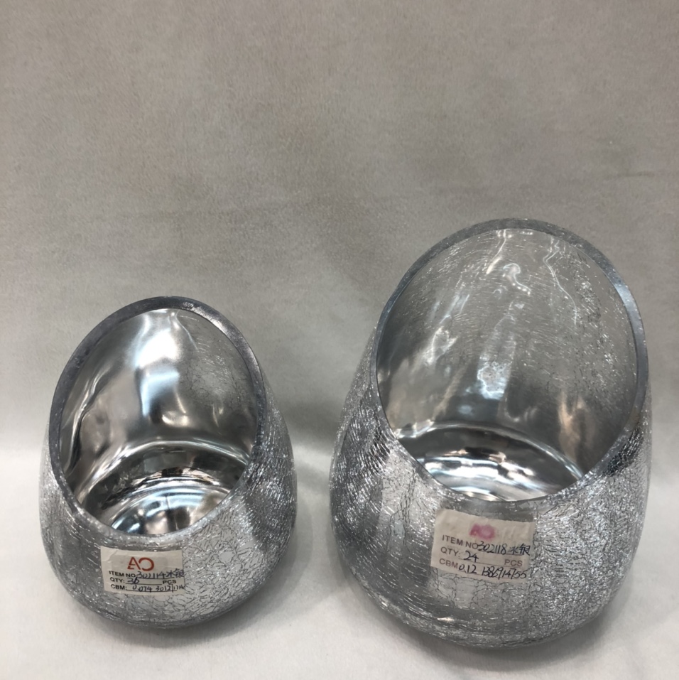 Exquisite electroplated silver vase glass plug-in vase office home decor small
bottle
