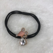Alloy rhinestones cat eyes little mouse leather band pink