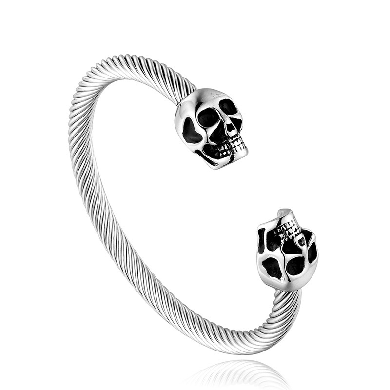 Titanium steel men's jewelry, skull bracelet, ghost head stainless steel men's and women's jewelry Item Picture