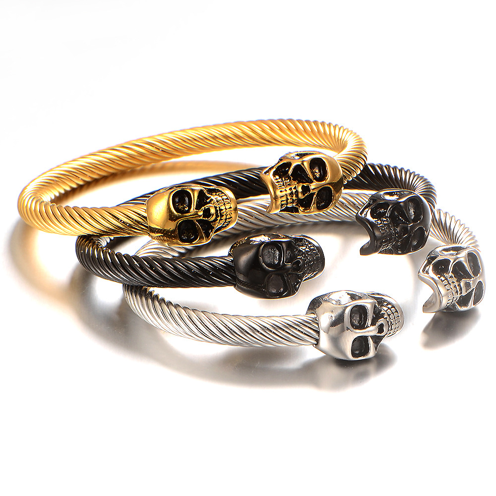 Titanium steel men's jewelry, skull bracelet, ghost head stainless steel men's and women's jewelry detail image 1
