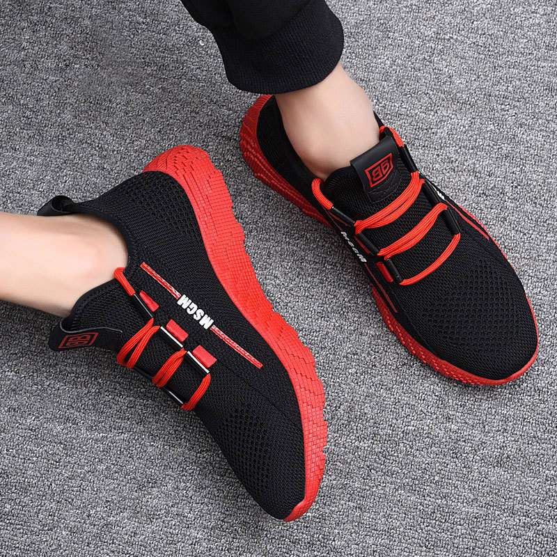 男女同款飞织运动潮鞋透气休闲彩色学生运动跑鞋韩版男鞋厂家批发详情图5