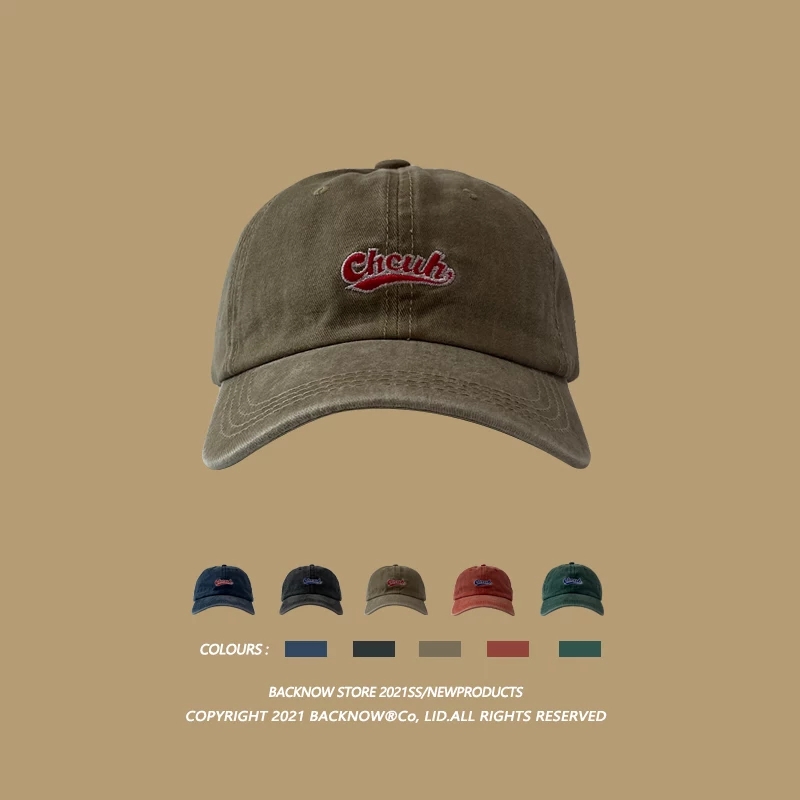 BACKNOW美式潮复古水洗棒球帽男女韩版简约刺绣软顶遮阳鸭舌帽06产品图