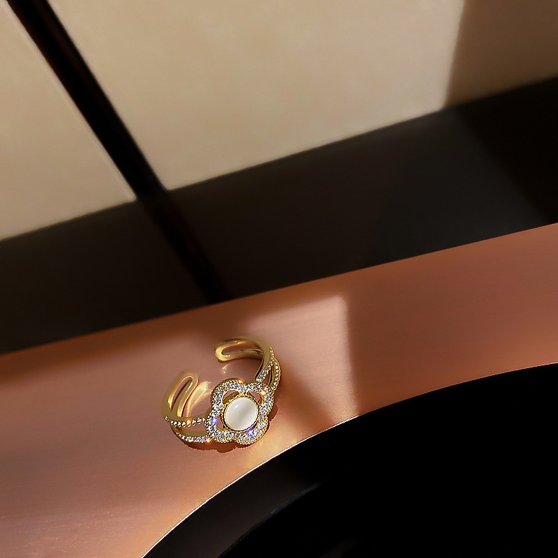 Cat's eye stone geometric opening ring, Korean simple index finger ring, internet-famous personality joint ring, tail ring accessory detail image 2