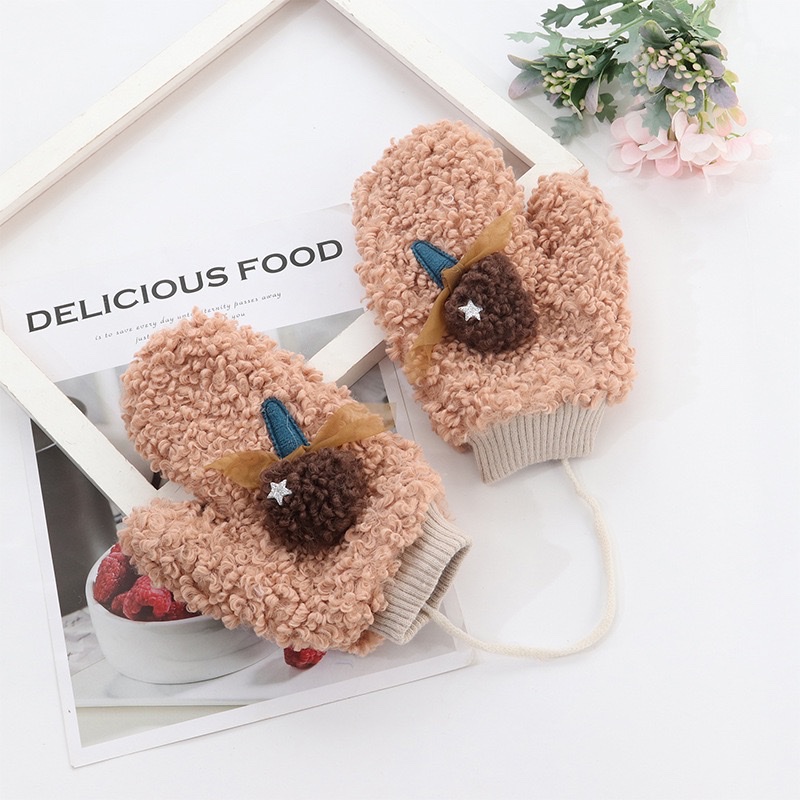 可爱保暖文创意定制手套 韩版新款女式加厚保暖卡通泰迪毛绒手套 详情图4