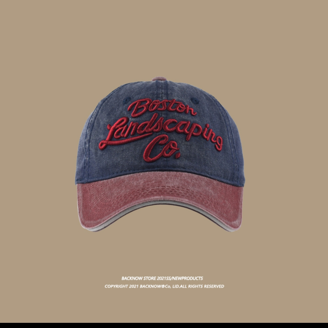 BACKNOW美式字母刺绣棒球帽做旧水洗复古软顶遮阳鸭舌帽子潮男女028