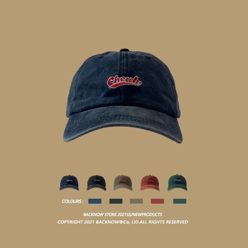 BACKNOW美式潮复古水洗棒球帽男女韩版简约刺绣软顶遮阳鸭舌帽06细节图