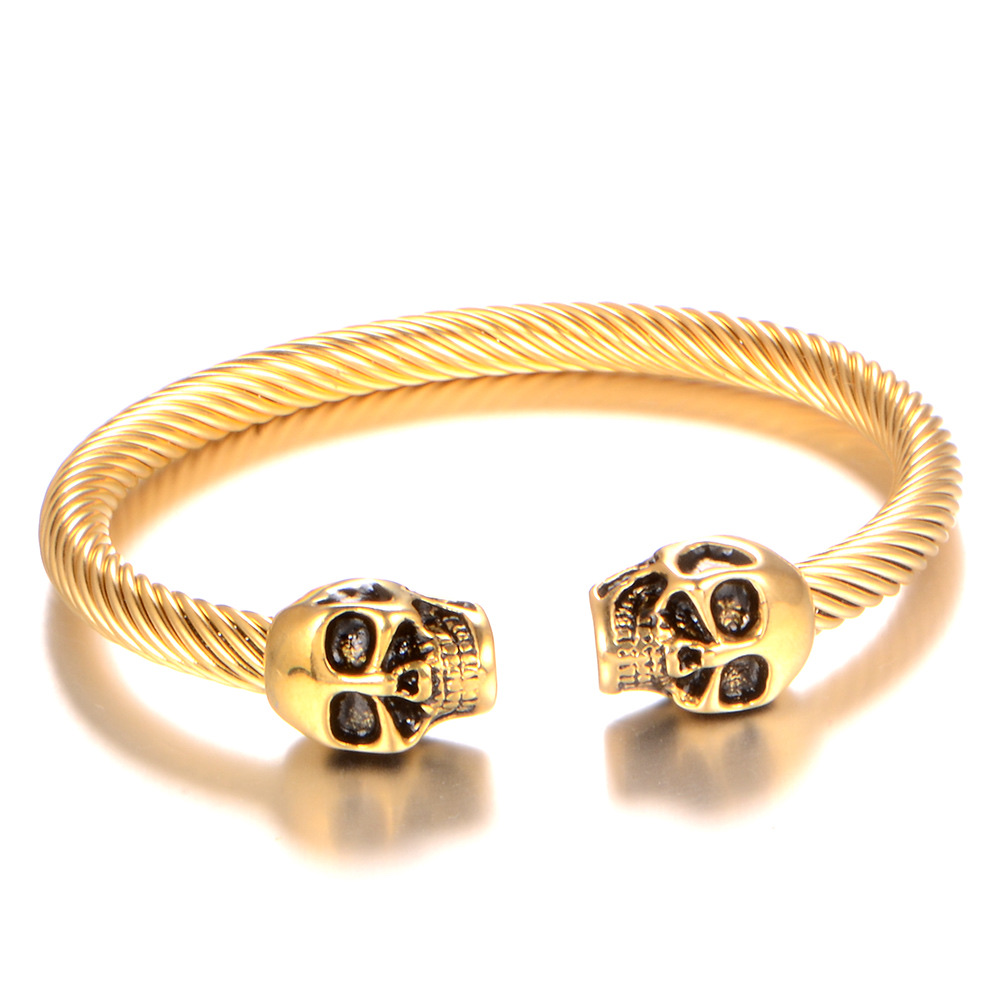 Titanium steel men's jewelry, skull bracelet, ghost head stainless steel men's and women's jewelry detail image 5