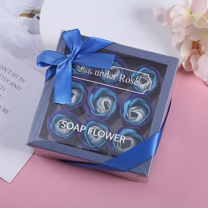A blue 9-flower gift box